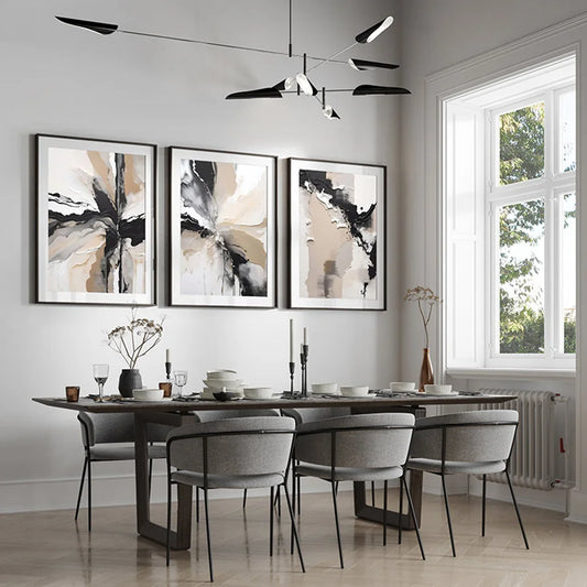Neutral Palette Grey Black Beige Abstract Wall Art Fine Art Canvas Prints Pictures For Living Room Dining Room Bedroom Home Office Decor