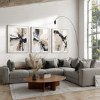 Neutral Palette Grey Black Beige Abstract Wall Art Fine Art Canvas Prints Pictures For Living Room Dining Room Bedroom Home Office Decor