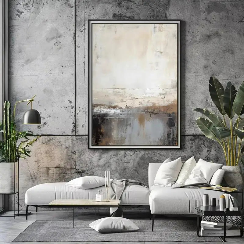 Neutral Tones Abstract Landscape Wall Art Fine Art Canvas Prints Pictures For Modern Apartment Living Room Bedroom Home Office Decor