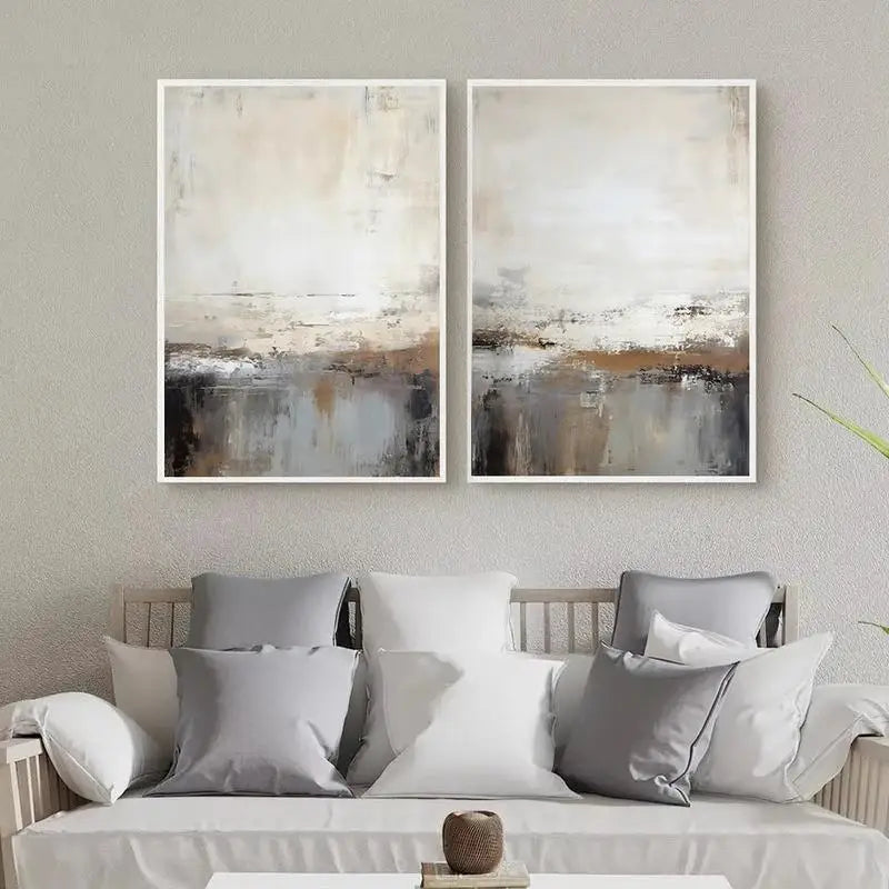 Neutral Tones Abstract Landscape Wall Art Fine Art Canvas Prints Pictures For Modern Apartment Living Room Bedroom Home Office Decor
