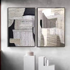 Neutral Tones Abstract Wall Art Fine Art Canvas Prints Black Grey Beige Pictures For Bedroom Living Room Art For Modern Living Room Decor