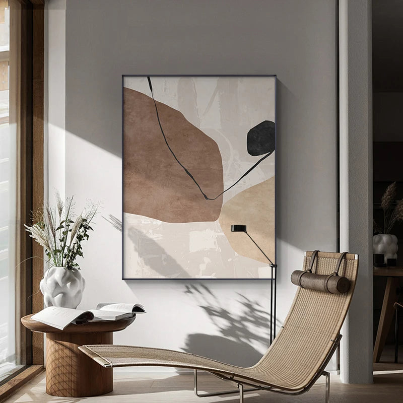Neutral Tones Brown Beige Scandinavian Abstract Wall Art Fine Art Canvas Prints Pictures For Modern Apartment Bedroom Art For Contemporary Interiors