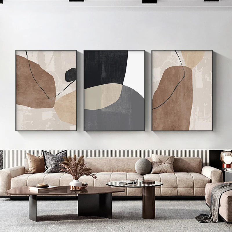 Neutral Tones Brown Beige Scandinavian Abstract Wall Art Fine Art Canvas Prints Pictures For Modern Apartment Bedroom Art For Contemporary Interiors
