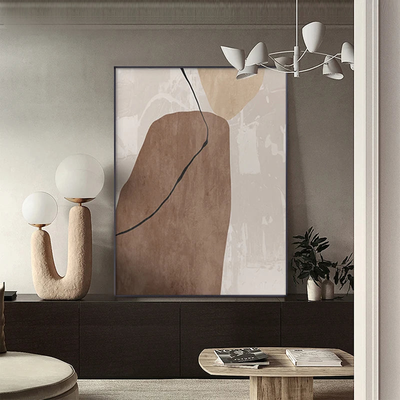 Neutral Tones Brown Beige Scandinavian Abstract Wall Art Fine Art Canvas Prints Pictures For Modern Apartment Bedroom Art For Contemporary Interiors