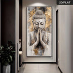 Neutral Tones Buddha Wall Art Fine Art Canvas Print Auspicious Artwork For Modern Apartment Entryway Salon Health Spa Foyer Art Decor