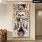 Neutral Tones Buddha Wall Art Fine Art Canvas Print Auspicious Artwork For Modern Apartment Entryway Salon Health Spa Foyer Art Decor