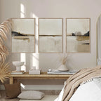 Neutral Tones Minimalist Abstract Landscape Wall Art Fine Art Canvas Prints Beige/Black Pictures For Living Room, Bedroom, Art For Contemporary Interiors