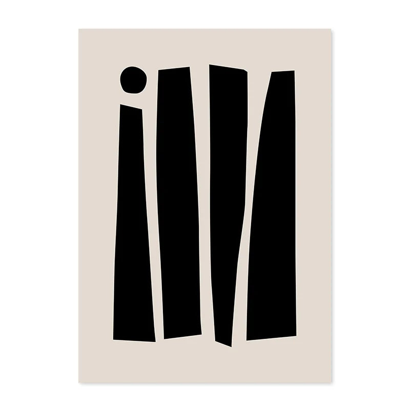 Abstract black shapes on a beige background