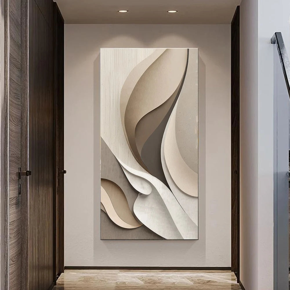 Abstract wall art in a modern interior setting