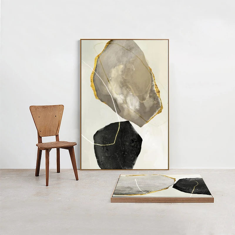 Neutral Tones Nordic Abstract Zen Pebbles Wall Art Fine Art Canvas Prints Pictures For Modern Apartment Living Room Scandinavian Home Office Art Decor