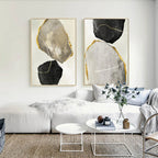 Neutral Tones Nordic Abstract Zen Pebbles Wall Art Fine Art Canvas Prints Pictures For Modern Apartment Living Room Scandinavian Home Office Art Decor
