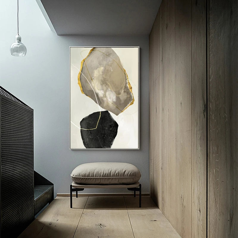 Neutral Tones Nordic Abstract Zen Pebbles Wall Art Fine Art Canvas Prints Pictures For Modern Apartment Living Room Scandinavian Home Office Art Decor