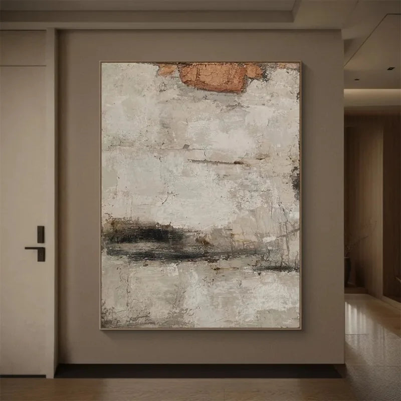 Abstract painting on a wall in a modern interior setting