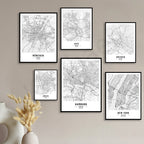New York, Kiev, Hamburg, Berlin, Munich, Lisbon, Cologne, Dresden, Ankara, Las Vegas City Map Posters Wall Art Black White Fine Art Canvas Prints Stylish Minimalist Posters For Home/Office 2025