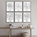 New York, Kiev, Hamburg, Berlin, Munich, Lisbon, Cologne, Dresden, Ankara, Las Vegas City Map Posters Wall Art Black White Fine Art Canvas Prints Stylish Minimalist Posters For Home/Office 2025
