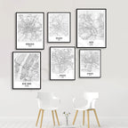 New York, Kiev, Hamburg, Berlin, Munich, Lisbon, Cologne, Dresden, Ankara, Las Vegas City Map Posters Wall Art Black White Fine Art Canvas Prints Stylish Minimalist Posters For Home/Office 2025