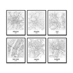 New York, Kiev, Hamburg, Berlin, Munich, Lisbon, Cologne, Dresden, Ankara, Las Vegas City Map Posters Wall Art Black White Fine Art Canvas Prints Stylish Minimalist Posters For Home/Office 2025