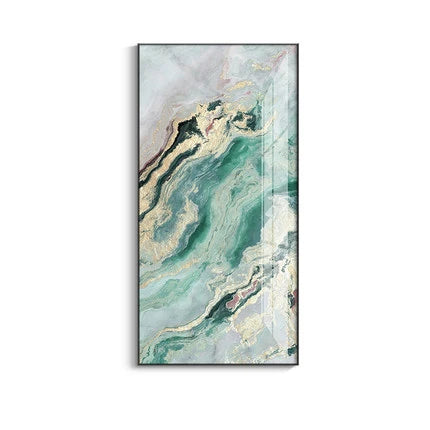 Nordic Aqua Blue Green Golden Liquid Marble Print Wall Art Fine Art Canvas Prints Pictures For Luxury Living Room Foyer Hotel Room Decor