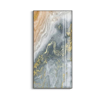 Nordic Aqua Blue Green Golden Liquid Marble Print Wall Art Fine Art Canvas Prints Pictures For Luxury Living Room Foyer Hotel Room Decor