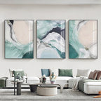 Nordic Abstract Blue Jade Beach Ocean Wall Art Fine Art Canvas Prints Modern Pictures For Living Room Bedroom Hotel Room Decor