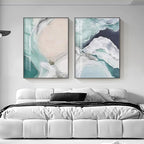 Nordic Abstract Blue Jade Beach Ocean Wall Art Fine Art Canvas Prints Modern Pictures For Living Room Bedroom Hotel Room Decor