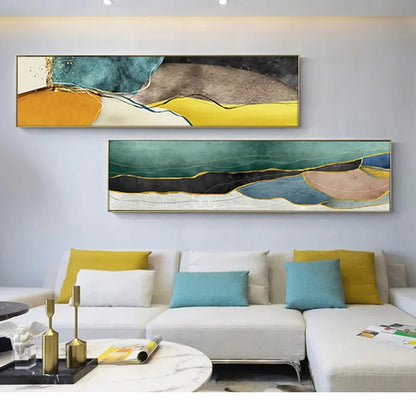 Nordic Abstract Geomorphic Color Block Wall Art Fine Art Canvas Prints Wide Format Pictures For Above The Sofa Above The Bed