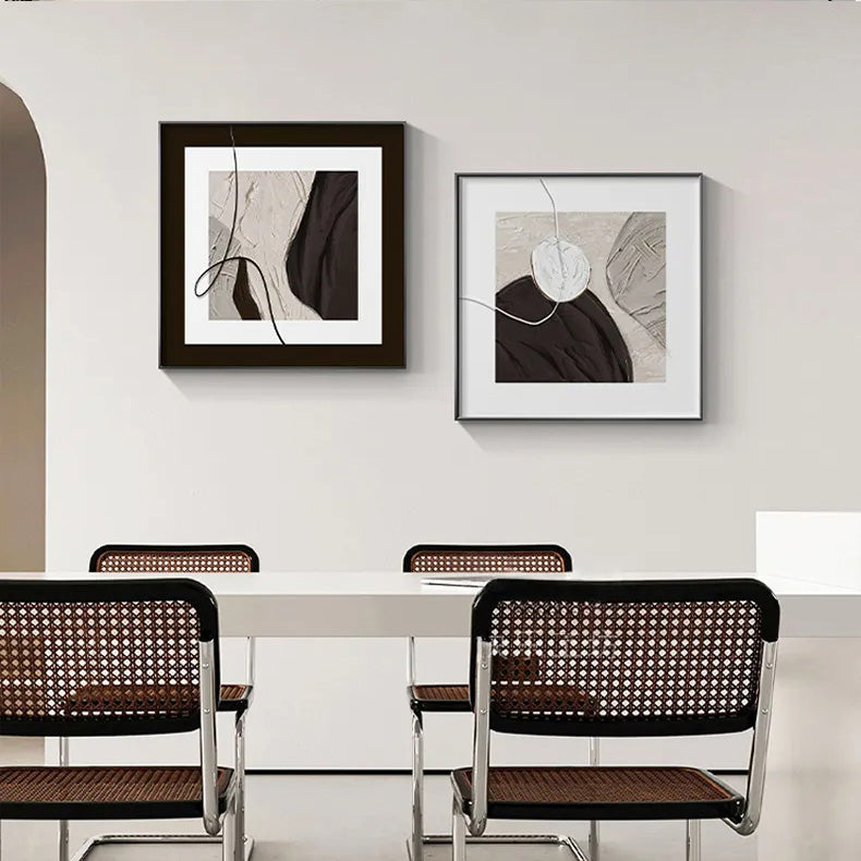 Nordic Abstract Neutral Colors Wall Art Square Format Fine Art Canvas Prints Black White Gray Pictures For Living Room Bedroom Art Decor