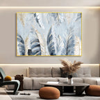 Nordic Abstract Blue Golden Palm Leaves & Wall Art Fine Art Canvas Prints Modern Abstract Botanic Pictures For Living Room Bedroom Art Decor