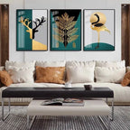 Nordic Abstract Golden Fern Deer Flamingo Wall Art Fine Art Canvas Prints Pictures For Modern Apartment Living Room Dining Room Art Decor