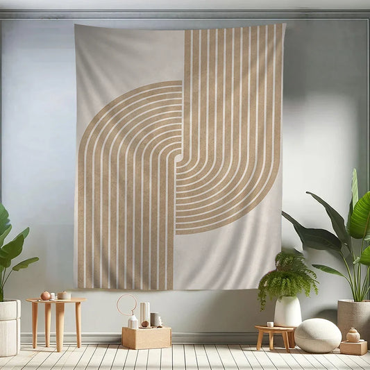 Nordic Abstract Hanging Tapestry Wall Decoration Woven Fabric Printed Modern Minimalist Neutral Colors Geometric Designs