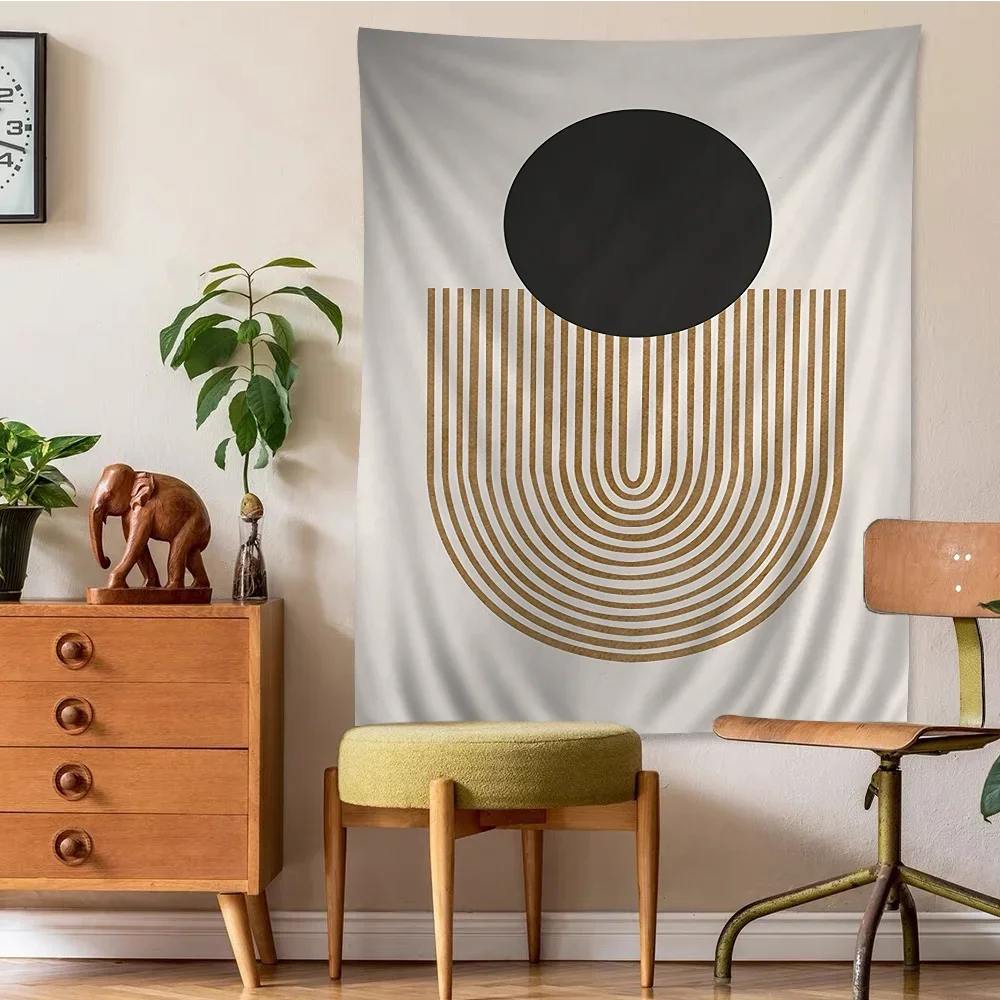 Nordic Abstract Hanging Tapestry Wall Decoration Woven Fabric Printed Modern Minimalist Neutral Colors Geometric Designs 2025