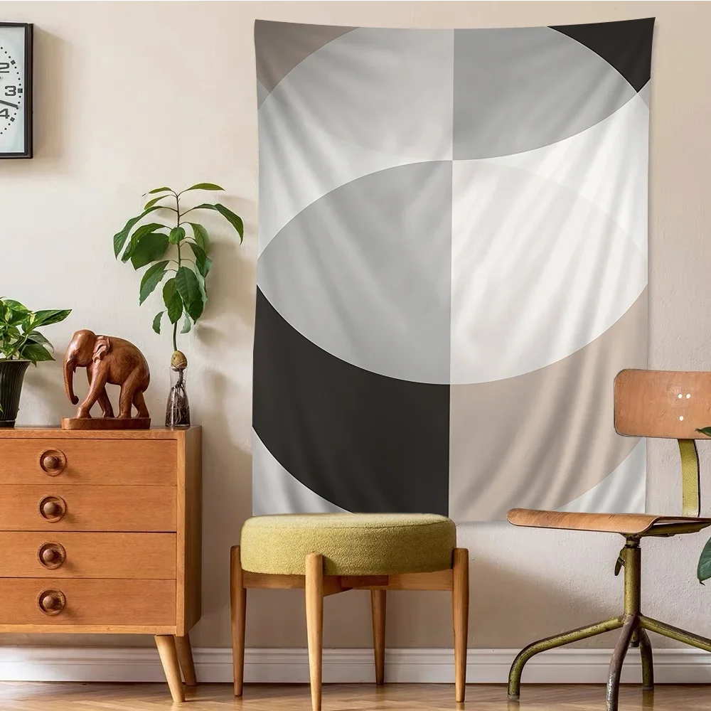 Nordic Abstract Hanging Tapestry Wall Decoration Woven Fabric Printed Modern Minimalist Neutral Colors Geometric Designs 2025