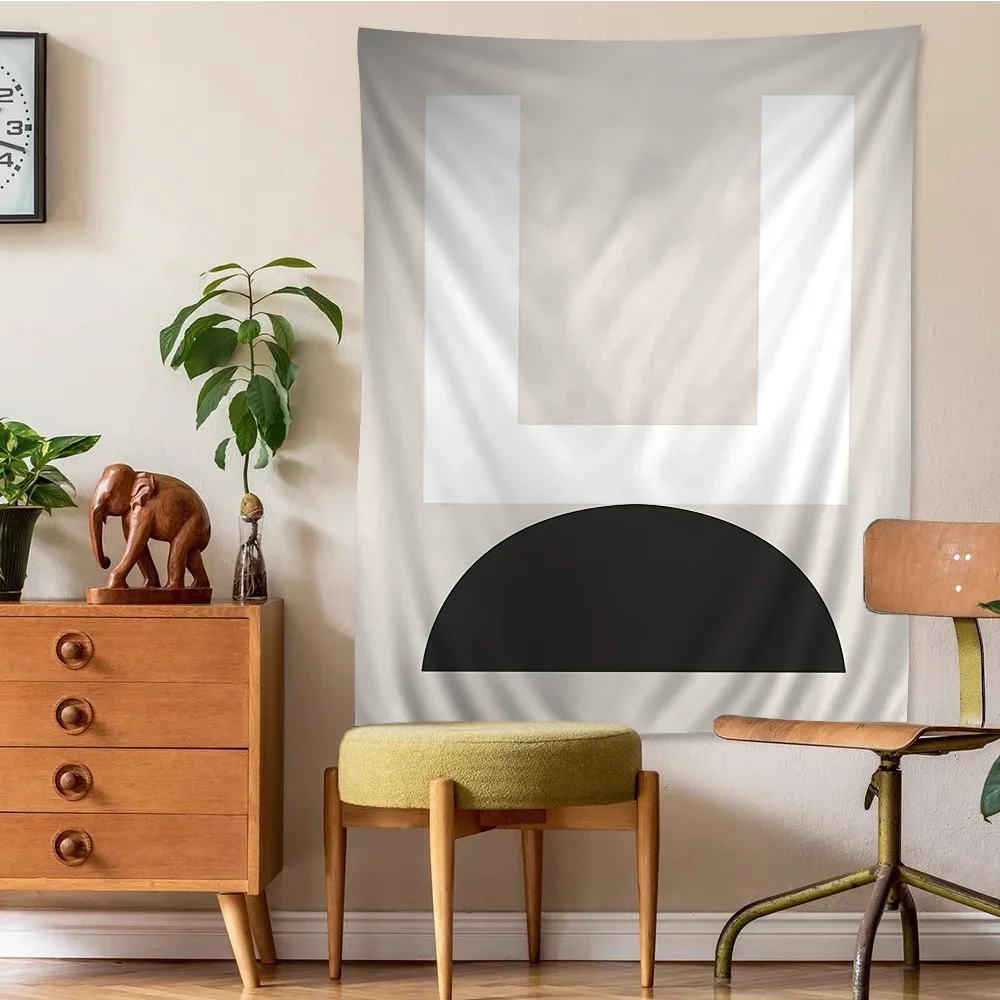 Nordic Abstract Hanging Tapestry Wall Decoration Woven Fabric Printed Modern Minimalist Neutral Colors Geometric Designs 2025