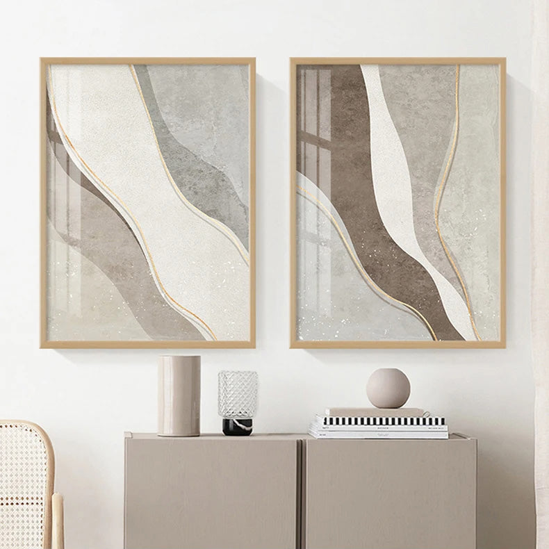 Nordic Abstract Simple Neutral Colors Grey Beige Wall Art Fine Art Canvas Prints Pictures For Modern Apartment Living Room Bedroom Home Office Art Decor