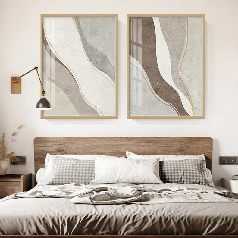 Nordic Abstract Simple Neutral Colors Grey Beige Wall Art Fine Art Canvas Prints Pictures For Modern Apartment Living Room Bedroom Home Office Art Decor