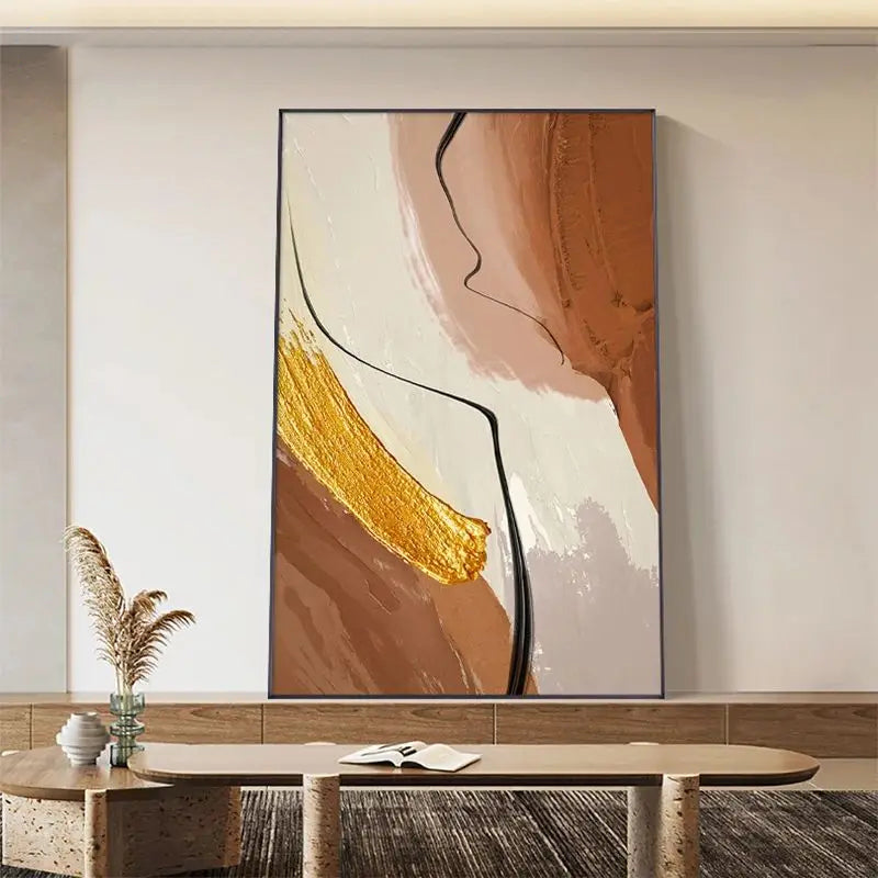 Nordic Abstract Yellow Beige Terracotta Wall Art Fine Art Canvas Prints Pictures For Modern Apartment Living Room Dining Room Home Office Decor