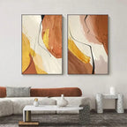 Nordic Abstract Yellow Beige Terracotta Wall Art Fine Art Canvas Prints Pictures For Modern Apartment Living Room Dining Room Home Office Decor