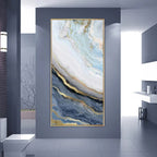 Nordic Aqua Blue Green Golden Liquid Marble Print Wall Art Fine Art Canvas Prints Pictures For Luxury Living Room Foyer Hotel Room Decor