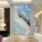 Nordic Aqua Blue Green Golden Liquid Marble Print Wall Art Fine Art Canvas Prints Pictures For Luxury Living Room Foyer Hotel Room Decor