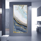 Nordic Aqua Blue Green Golden Liquid Marble Print Wall Art Fine Art Canvas Prints Pictures For Luxury Living Room Foyer Hotel Room Decor