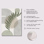 Canvas print with abstract design and product details on a light gray background