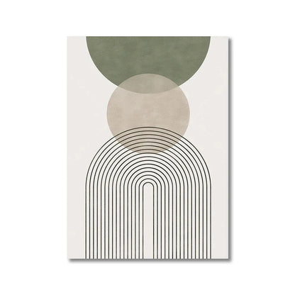 Geometric design with circles and an arch on a white background