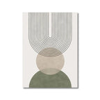 Geometric abstract design with curved lines and circular shapes on a beige background
