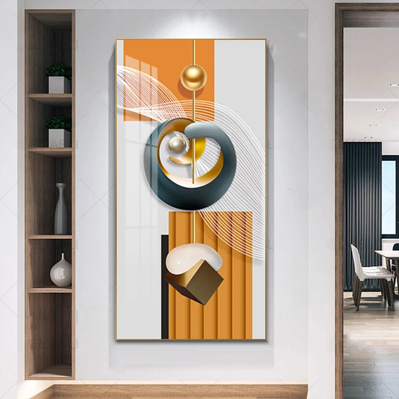 Nordic Celestial Harmony Wall Art Fine Art Canvas Prints Light Luxury Abstract Auspicious Pictures For Modern Apartment Living Room Foyer Art Decor (Unframed)