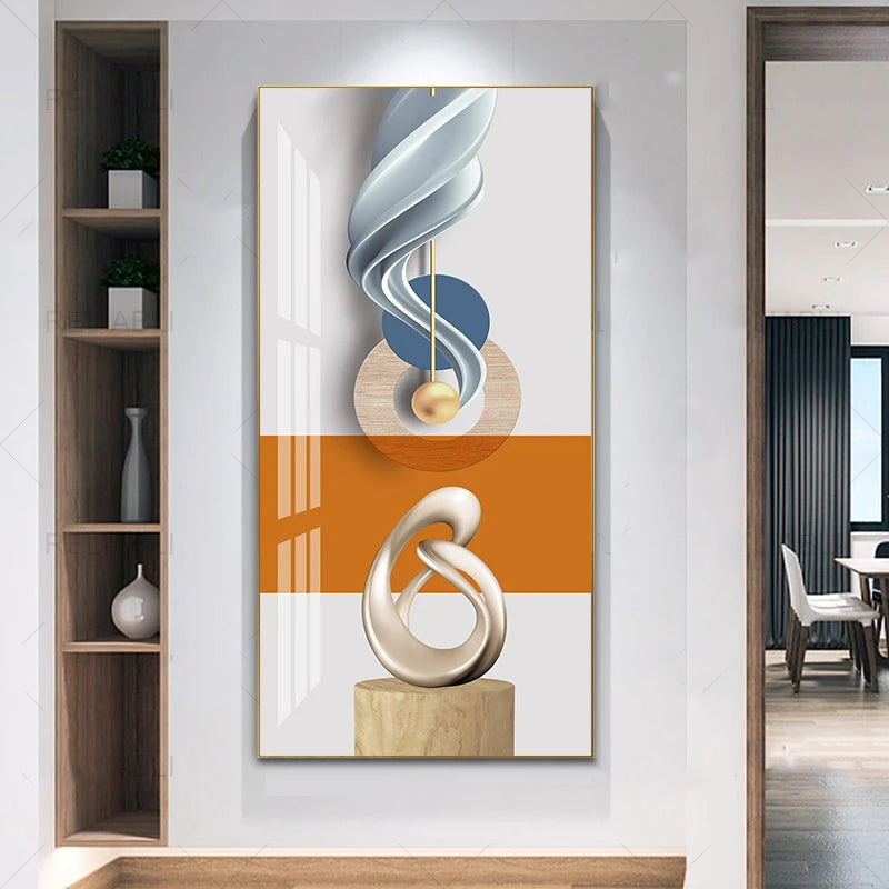 Nordic Celestial Harmony Wall Art Fine Art Canvas Prints Light Luxury Abstract Auspicious Pictures For Modern Apartment Living Room Foyer Art Decor (Unframed)