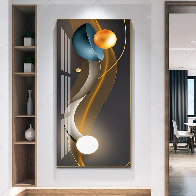 Nordic Celestial Harmony Wall Art Fine Art Canvas Prints Light Luxury Abstract Auspicious Pictures For Modern Apartment Living Room Foyer Art Decor (Unframed)