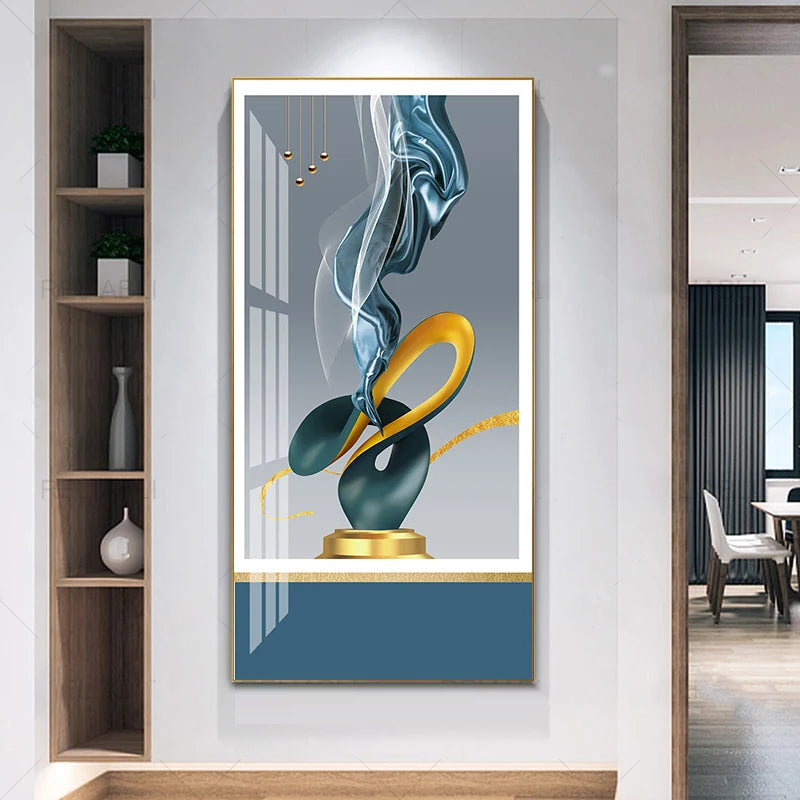 Nordic Celestial Harmony Wall Art Fine Art Canvas Prints Light Luxury Abstract Auspicious Pictures For Modern Apartment Living Room Foyer Art Decor (Unframed)