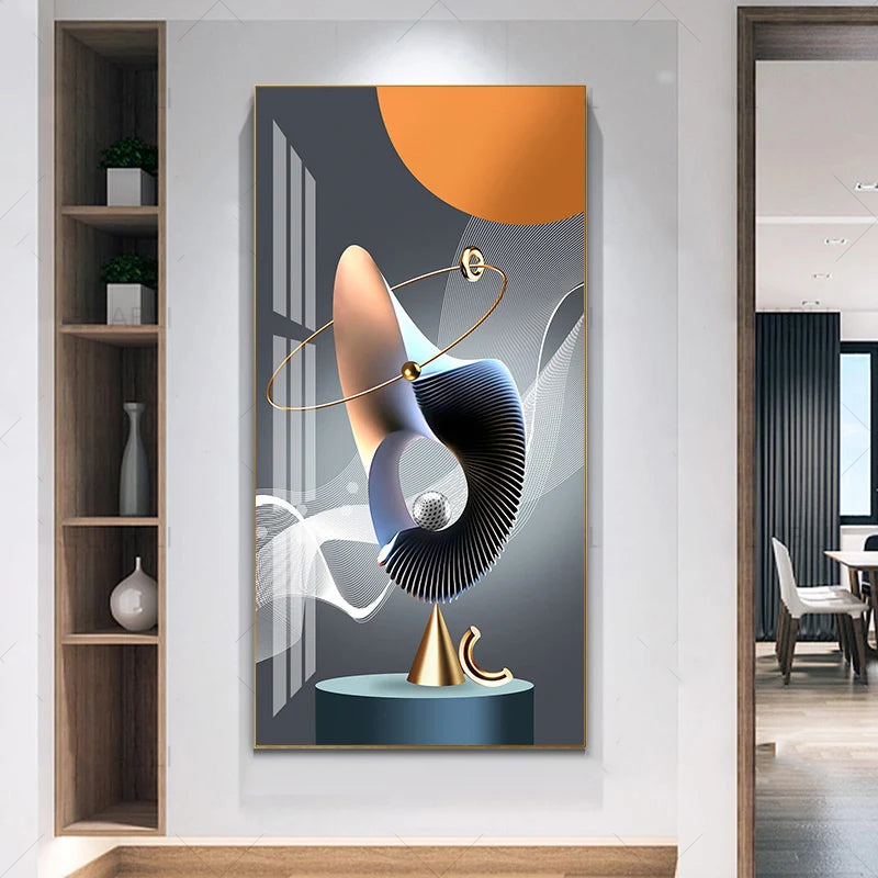 Nordic Celestial Harmony Wall Art Fine Art Canvas Prints Light Luxury Abstract Auspicious Pictures For Modern Apartment Living Room Foyer Art Decor (Unframed)