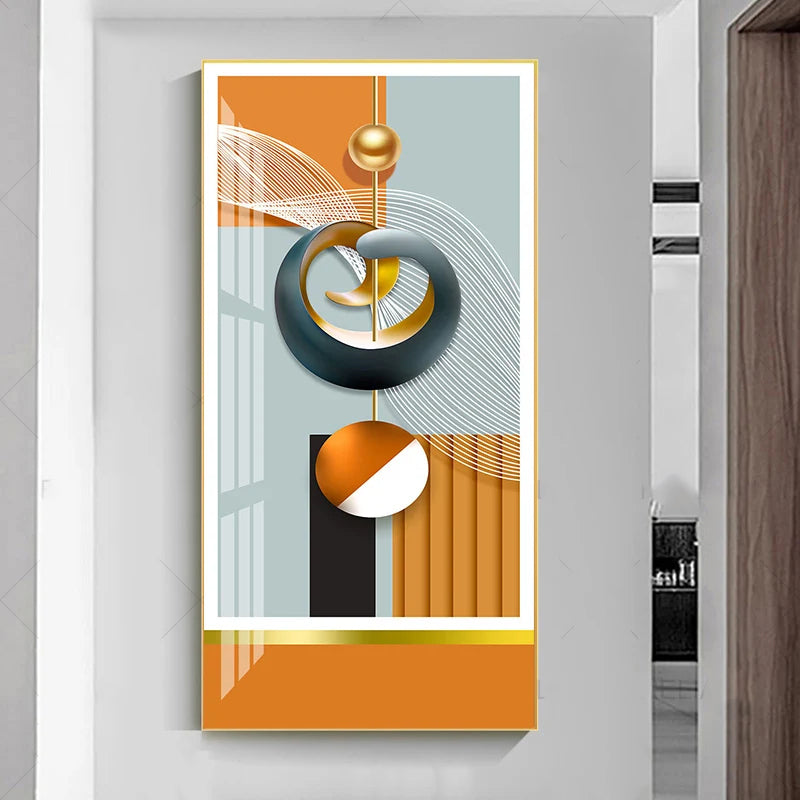 Nordic Celestial Harmony Wall Art Fine Art Canvas Prints Light Luxury Abstract Auspicious Pictures For Modern Apartment Living Room Foyer Art Decor (Unframed)