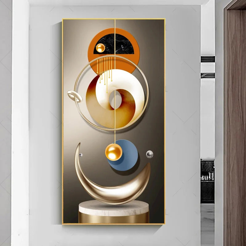 Nordic Celestial Harmony Wall Art Fine Art Canvas Prints Light Luxury Abstract Auspicious Pictures For Modern Apartment Living Room Foyer Art Decor